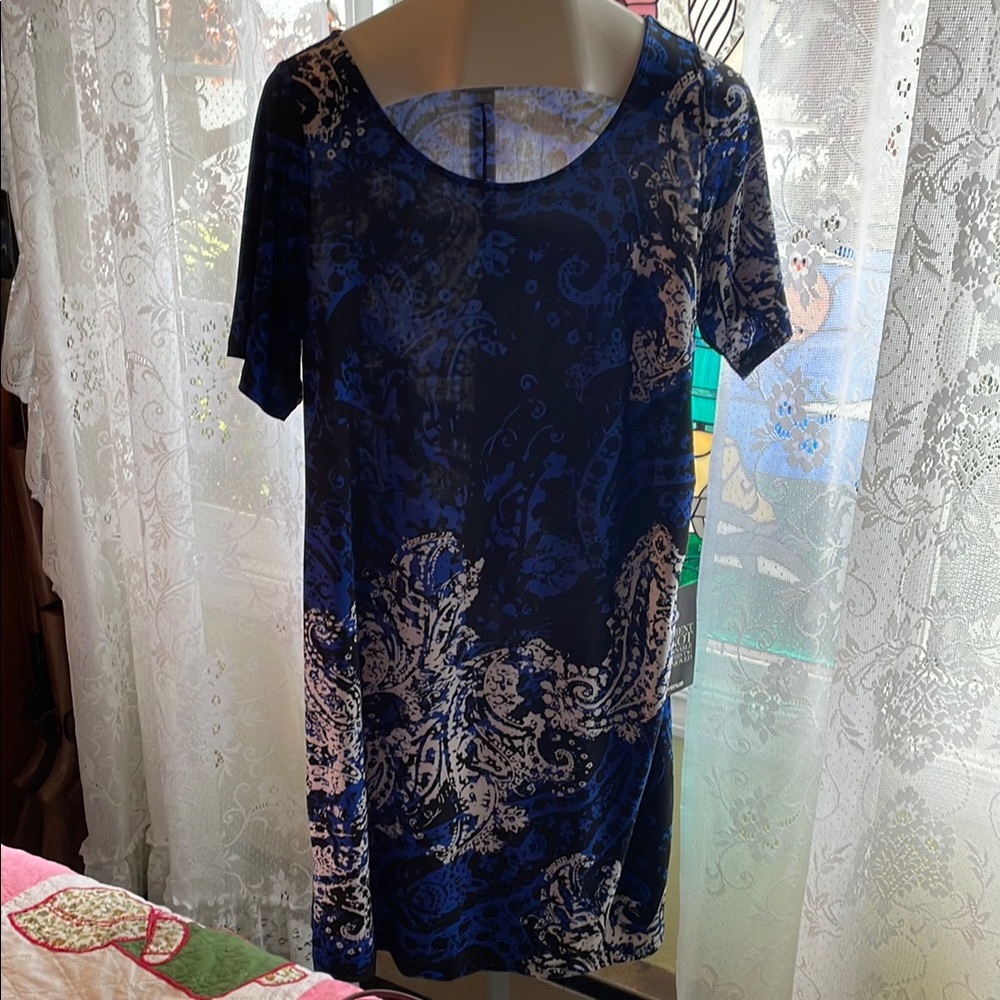 NWT Blue and White Paisley Dress by Avenue Size Large